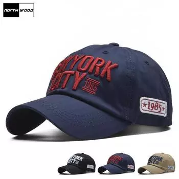 Мужская хлопковая кепка с вышивкой Нью-Йорк 56-60cm темно-синий
