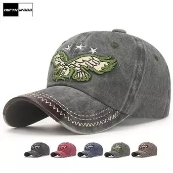 NORTHWOOD Бейсбольные кепки с узором орла для мужчин и женщин, винтажные бейсболки из мягкого хлопка, шляпа для папы в стиле хип-хоп чёрный