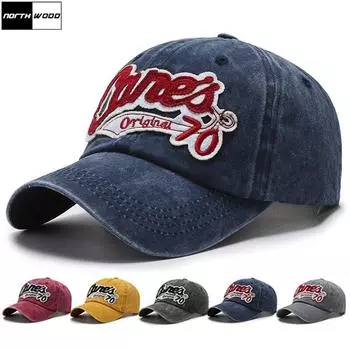 NORTHWOOD бейсболки из мытого хлопка для мужчин и женщин, унисекс, регулируемая шляпа Snapback, кепки-дальнобойщики в стиле ретро 56-60 cm чёрный