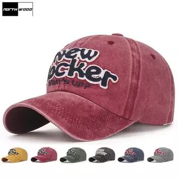 NORTHWOOD Хлопковая женская бейсболка Регулируемая шляпа для папы для мужчин Кепки дальнобойщика в стиле хип-хоп с надписью 55-60 cm чёрный