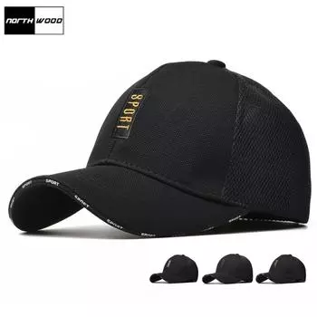 NORTHWOOD Летние сетчатые спортивные кепки для мужчин и женщин 5 цветов бейсболки солнцезащитные кепки для активного отдыха в стиле хип-хоп Snapbacks 56-60 чёрный