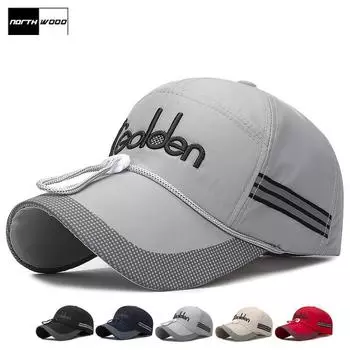 [NORTHWOOD] Летняя кепка с длинными полями, уличная мужская бейсболка для рыбалки, женская бейсболка Snapback, солнцезащитные шляпы для папы 55-60cm чёрный