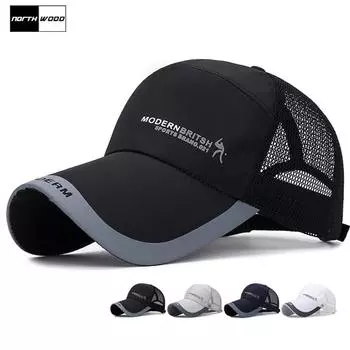 NORTHWOOD летняя солнцезащитная бейсболка с длинными полями для мужчин, уличная солнцезащитная шляпа, тонкая тканевая дышащая летняя шляпа 56-60 чёрный
