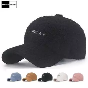 NORTHWOOD милые бархатные зимние бейсболки с буквами для женщин, шляпы в стиле хип-хоп, шляпа для папы, однотонная фуражка Snapback 55-60 cm чёрный