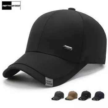 NORTHWOOD Мужская бейсбольная кепка, однотонная шляпа Snapback, шляпы для папы, хлопковая кепка-дальнобойщик, мужская кепка на весну и лето 56-60 cm чёрный