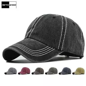 [NORTHWOOD] Мужская и женская однотонная бейсболка в стиле хип-хоп из мытого хлопка, летняя шляпа от солнца, кепка для папы, кепка-дальнобойщик