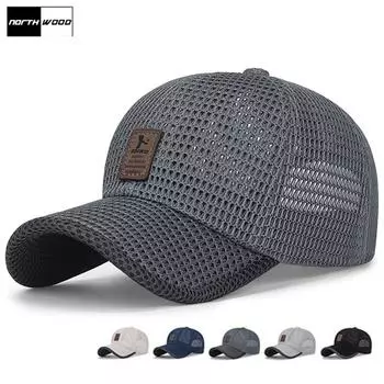 NORTHWOOD мужская сетчатая летняя кепка дышащая женская бейсболка кепка для рыбалки на открытом воздухе кепка дальнобойщика 56-60 cm чёрный
