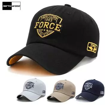 [NORTHWOOD] Мужские и женские бейсбольные кепки New York Force, хлопковые летние шапки, кепка в стиле хип-хоп, шляпа для папы 56-60 cm хаки