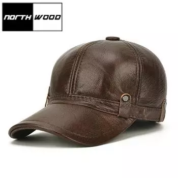 NORTHWOOD натуральная кожа бейсболки для мужчин открытый мужской бейсболки коровья кожа теплые кепки дальнобойщика 55-60 cm коричневый