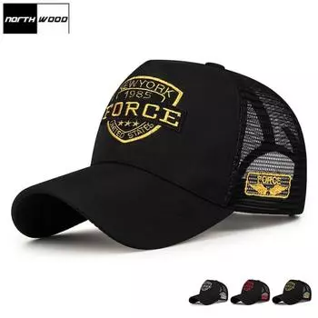 NORTHWOOD Новая летняя бейсболка из пяти частей с высокой сеткой для мужчин и женщин, солнцезащитная бейсболка, тонкая дышащая солнцезащитная сетка с буквами 55-60 cm жёлтый