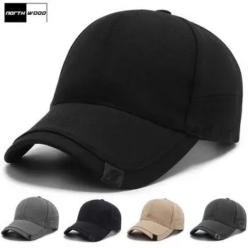 NORTHWOOD однотонная хлопковая бейсболка для мужчин, шляпа для папы, классические мужские бейсболки, летние солнцезащитные кепки, кепки-дальнобойщики 56-60 cm чёрный