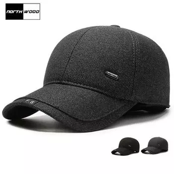 NORTHWOOD однотонная мужская зимняя кепка с ушками, сохраняющая тепло, толстая шляпа дальнобойщика Snapback, уличная хлопковая бейсболка, мужская кость