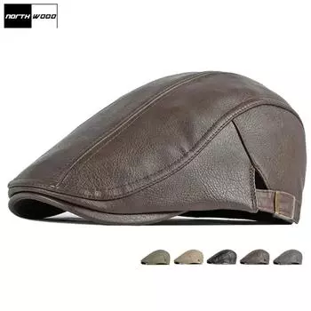 NORTHWOOD однотонные береты из искусственной кожи, мужские кепки, сохраняющие тепло, женская зимняя шапка, берет, кепка-дальнобойщик, шапки для взрослых 55-60 cm чёрный