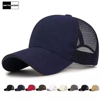 NORTHWOOD однотонные летние сетчатые бейсболки для мужчин и женщин, 9 цветов, солнцезащитные бейсболки для улицы, дышащие кепки для папы 55-60 чёрный