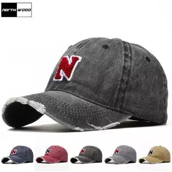 NORTHWOOD однотонные винтажные бейсболки с буквами N для мужчин и женщин, уличные шапки для папы, уличные мужские шляпы-дальнобойщики 56-60 cm чёрный