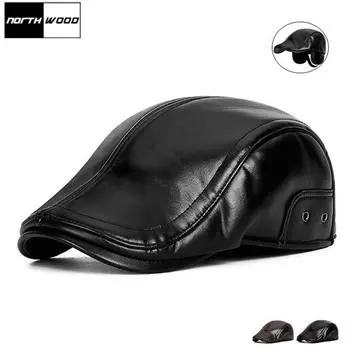 NORTHWOOD Осень и зима холодостойкая и теплая кепка из искусственной кожи с козырьком для мужчин на открытом воздухе ветрозащитная защита ушей берет кепка 55-60 cm чёрный