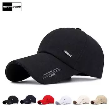 [NORTHWOOD] парусиновая летняя мужская бейсболка с длинными полями 10,5 см, кепка дальнобойщика, шляпа Snapback с костями, уличные рыболовные кепки 55-59 cm чёрный