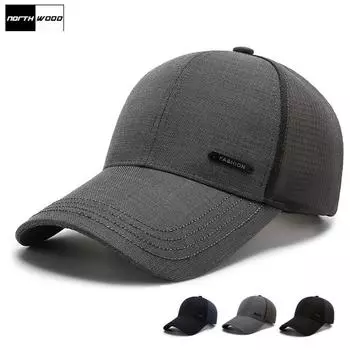 NORTHWOOD Спортивная летняя кепка для гольфа Мужская бейсболка с сеткой Дышащие солнцезащитные шляпы с длинными полями 56-60 cm чёрный