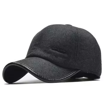 [NORTHWOOD] Теплая зимняя бейсболка, мужская бейсболка с ушками, кепка-ушанка, кепка для папы 56-60cm чёрный