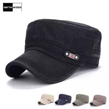 [NORTHWOOD] Винтажная кепка с плоским верхом, классическая кепка Snapback в стиле милитари, мужская и женская хлопковая кепка-дальнобойщик, шляпа для папы зелёный
