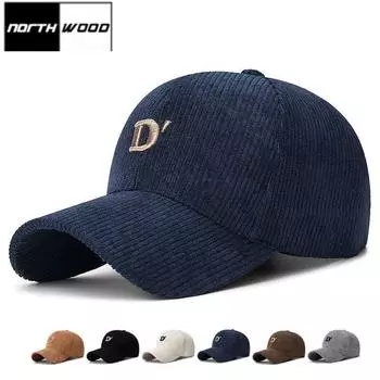 NORTHWOOD вельветовые бейсболки с вышитой буквой D для мужчин и женщин хип-хоп бейсболки солнцезащитные кепки для пап на открытом воздухе всесезонные кепки дальнобойщика 55-60 cm чёрный