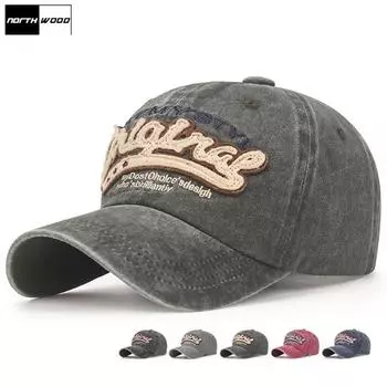 NORTHWOOD женская летняя кепка из хлопка с вышивкой мужские бейсболки солнцезащитная шляпа Snapback шляпы для папы в стиле хип-хоп 55-60 cm чёрный