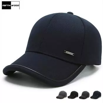 NORTHWOOD зимние бейсболки для мужчин, однотонные женские бейсболки Snapback, регулируемая хлопковая кепка для дальнобойщика 56-60 cm чёрный