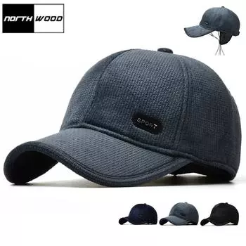 Northwood Зимние теплые мужские спортивные бейсболки из плюша и бархата, утолщенные, ветрозащитные, для защиты ушей, бейсболки для мужчин, кепки для дальнобойщиков 55-60 cm чёрный