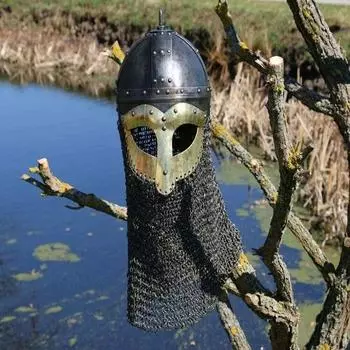 Норвежский шлем, средневековый шлем викинга, мужской военный шлем с резными узорами, средневековый шлем