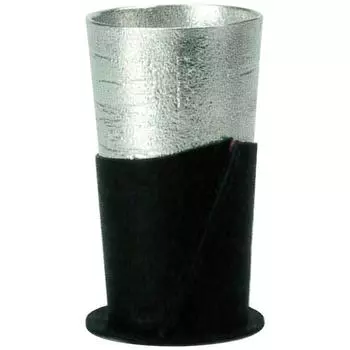 Nosaku beer cup - birch set with sleeve and coaster, black, H11.5cm, dia. 6.1cm, 100% tin, in case, made in Japan 600234 чёрный