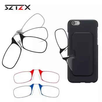 Nose Clip on Reading Glasses Anti Blue Light without temple +1.0 - +3.5 Legless Lazy Glasses Unisex Hyperopia Optical Eyeglasses +100 чёрный