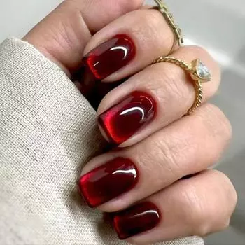 Ношение ногтей, вишнево-красный нейл-арт, простые европейские и американские накладные ногти кошачий глаз, съемные элементы дизайна ногтей, 24 шт.