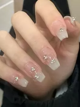 Ношение Ногти Ручная работа Градиент Телесный цвет Студент Чистое Желание Милый Блестящий XS