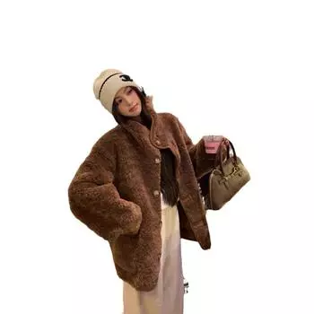 Ношение овечьей шерсти и меха с обеих сторон, новые женские пальто осени и зимы S