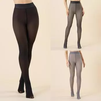 Ношение поддельных проникающих в мясо леггинсов большого размера с надписью «одно слово» в области промежности, теплых женских голых ног, флиса, утолщенных проникающих в кожу колготок S
