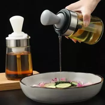 Носик масла из нержавеющей стали 304, стеклянная бутылка для масла с силиконовой щеткой, плавное дозирование, простая заправка, прецизионный дозатор масла L чёрный