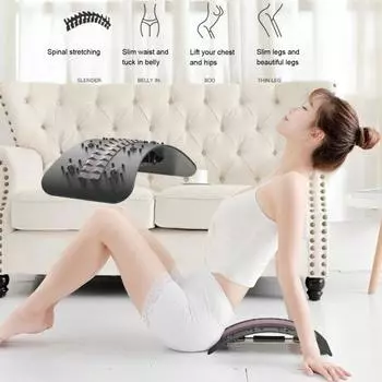 Носилки для спины, нижняя верхняя часть спины, облегчение боли в спине, компактный размер, портативная многоуровневая регулируемая доска для позвоночника, крекер для спины чёрный