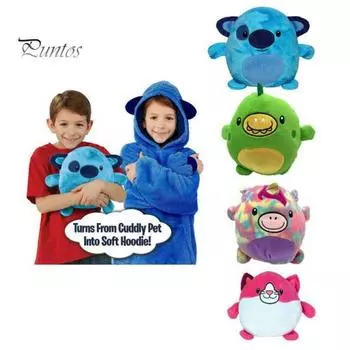 Носимая плюшевая кукла Зимняя детская толстовка с капюшоном Одеяло Детская домашняя пижама Одеяло Кукла Пижамы Мультфильм Животное Пуловер Свитер Мягкая игрушка Поворот в толстовку розы красного