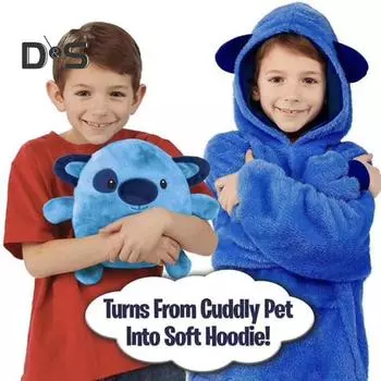 Носимая плюшевая кукла Зимняя детская толстовка с капюшоном Одеяло Детская домашняя пижама Одеяло Кукла Пижамы Мультфильм Животное Пуловер Свитер Мягкая игрушка Поворот в толстовку розы красного