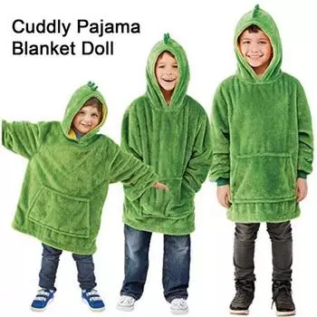 Носимая плюшевая кукла зимняя детская толстовка с капюшоном одеяло детская домашняя пижама одеяло кукла одежда для сна фиолетовый