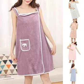 Носимое банное полотенце, мягкое, с высокой водопоглощающей способностью, коралловый флис, женское полотенце для ванной комнаты, полотенце для душа, ежедневное использование зелёный