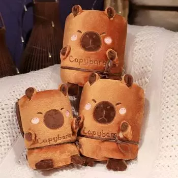 Носимое одеяло с изображением капибары, теплый плюшевый коврик с изображением капибары, фланелевое одеяло с изображением капибары, подарок для детей 85x90cm коричневый