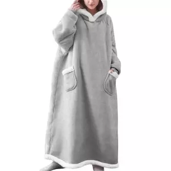 Носимое одеяло с капюшоном, одеяло с длинными рукавами, тепловой джемпер, мягкая толстовка, подарок, плюшевое одеяло с капюшоном для телевизора, зимняя женская и мужская домашняя одежда, толстовки 120cm