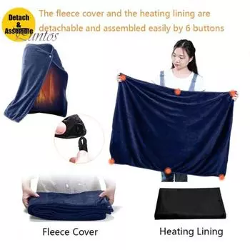 Носимое одеяло с подогревом, электрическое нагревательное USB-одеяло, согревающее тело, зимнее одеяло для ног, для домашнего офиса, использования на открытом воздухе темно-серого