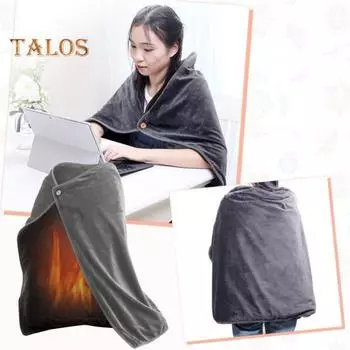 Носимое одеяло с подогревом, электрическое нагревательное USB-одеяло, согревающее тело, зимнее одеяло для ног, для домашнего офиса, использования на открытом воздухе темно-коричневого