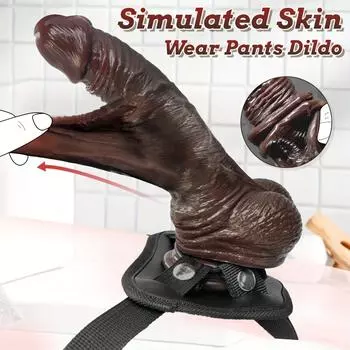 Носимое светло-бежевое дилдо | Реалистичная текстура плоти, многоразмерный скользящий дизайн | Силикон с прочной присоской | Взрослая секс-игрушка для женщин, мужчин и пар Wear BBlack LU PPY-S