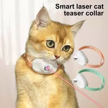 Носимые автоматические игрушки для кошек с электрическим ошейником для котят Light Point, перезаряжаемый интерактивный ошейник для домашних кошек зелёный