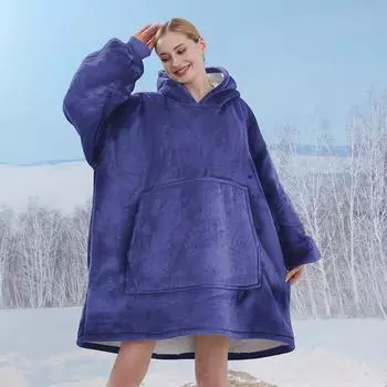Носимые толстовки с капюшоном 1 шт. фланелевое короткое большое портативное одеяло с капюшоном супер теплое флисовое набитое одеяло с капюшоном One size фиолетовый