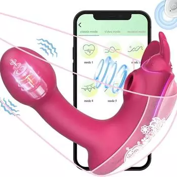 Носимый вибратор с дистанционным присоской/управлением через приложение, секс-игрушка, фаллоимитатор для женщин, женские трусики-бабочки со стимулятором клиторальной точки G