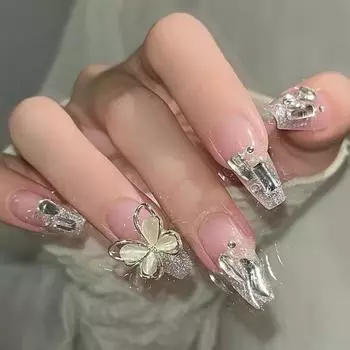 Носить вручную ноготь High Sense Оптовая Алмазная Бабочка Nail Art Nail Patch wearing kit белый